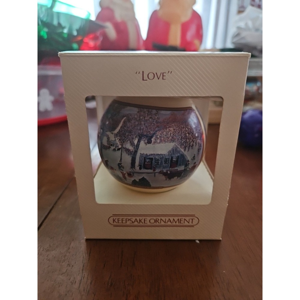 Vintage Hallmark Glass Ornament / 1983/ "LOVE"  (536)